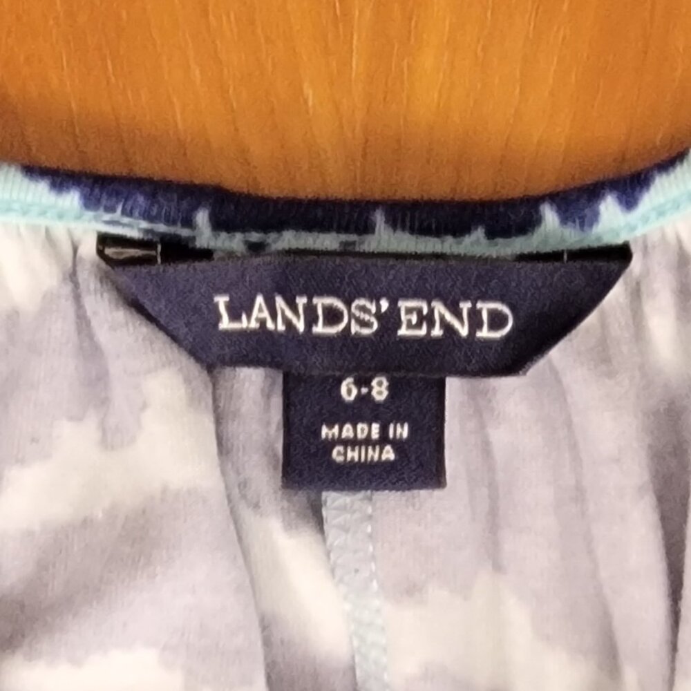 Lands' End Sleeveless Blue Aqua Tiger Print Keyhole A-Line Maxi Sundress - S - Picture 7 of 9